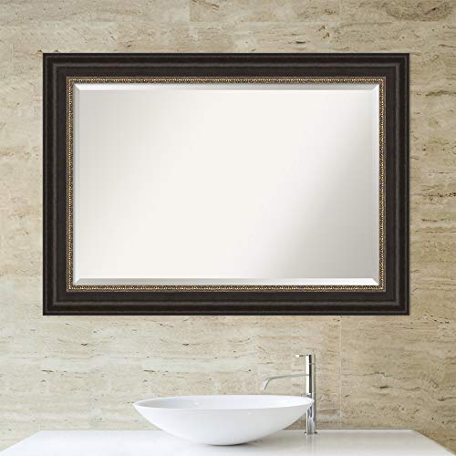 Image of Amanti Art Framed Vanity Mirror | Bathroom Mirrors for Wall | Impact Bronze Mirror | Wall Mounted Mirror | Large Mirror | 30.25 x 42.25