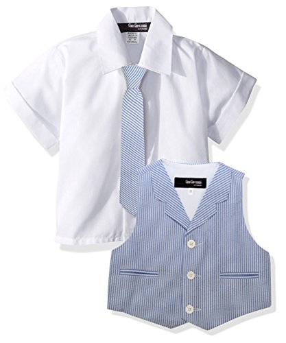 Image of Gino Giovanni Baby Toddler Boy Seersucker Summer Suit Vest Short Set