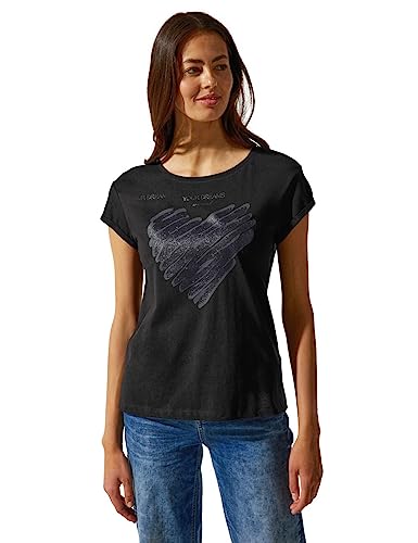STREET ONE Kurzarmshirt mit Glitzer Herz