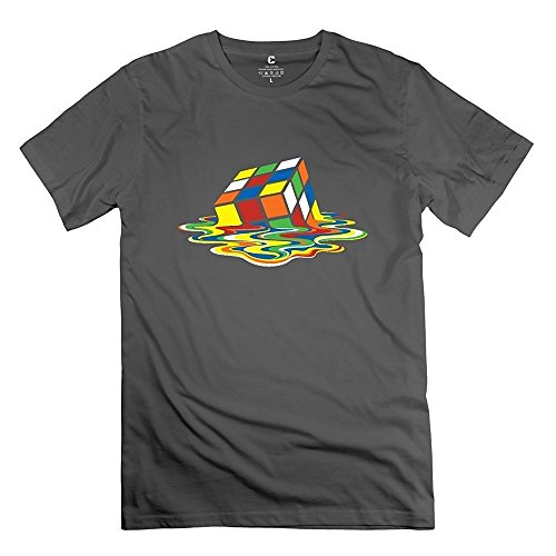 Kumiu Men TBBT Rubik Cube Melting Rrubik T-Shirt Unique Novelty