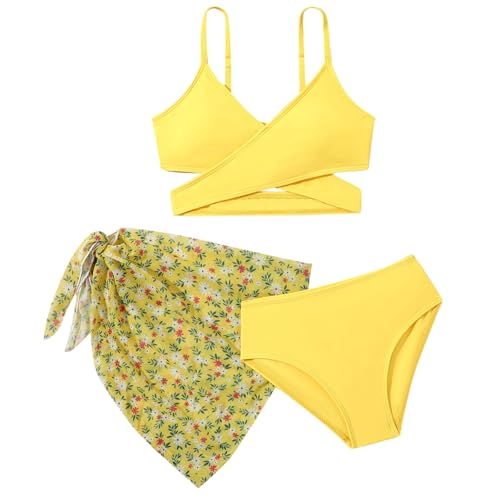 Maillot de bain filles 3 pièces anti-UV avec jupe et shorty pour enfant 8 ans