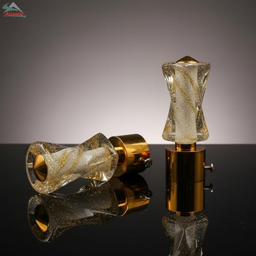 Image of Atlantic Curtain Rod Finials Set of 4, Decorative Textured Resin Finials with Gold Finish for Standard Drapery Rods