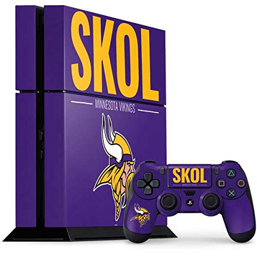 Skinit Decal Gaming Skin Compatible with PS4 Console and Controller Bundle - Officially Licensed NFL Minnesota Vikings Team Motto Design