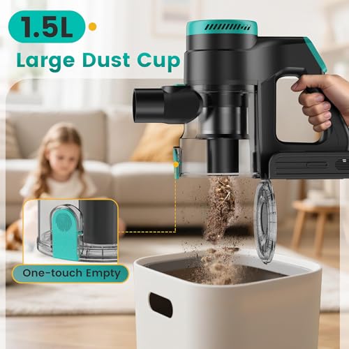 Image of Zefiro 450W Cordless Vacuum Cleaner,45Mins Runtime Vacuum Cleaners for Home, Anti-Tangle and 1.5L Dust Cup, Lightweight Vacuum for Hardwood Floor Carpet Pet Hair