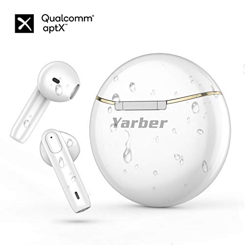 Yarber Auriculares Inalámbricos Bluetooth 5.0, Auriculares Bluetooth con Estuche de Carga Portátil, Reducción de Ruido, Control Táctil, IPX7 Impermeables Auriculares Deportivos para iPhone Android