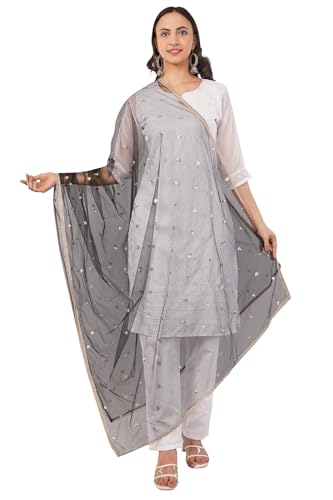 Image of Net Butti Dupatta for Women | Chex Design Chunnis for Women | Bridal Dupatta for Wedding | Festive & Casual Wear Dupatta for Kurti & Salwar Suit | Dupatta for Women