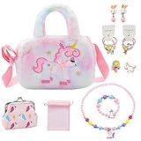 Accessoires polyvalents : cet ensemble de sacs pour enfants My Little Pony comprend un sac à bandoulière en peluche + un porte-monnaie + un collier + un bracelet + des boucles d'oreilles + une pince à cheveux + un élastique à cheveux + une pochette de rangement, couvrant tous les besoins quotidiens de coiffage. Mélangez et assortissez librement pour créer d'innombrables looks de princesse. Parfait pour les journées scolaires, les sorties en famille, les fêtes d'anniversaire et les événements costumés.