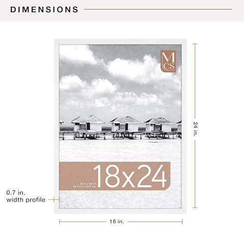 Image of MCS Foundation 18x24 Poster Frame Traditional White, Vertical & Horizontal Wall Hanging Large Picture Frame for Photos, Posters & Art Prints (1-Pack)