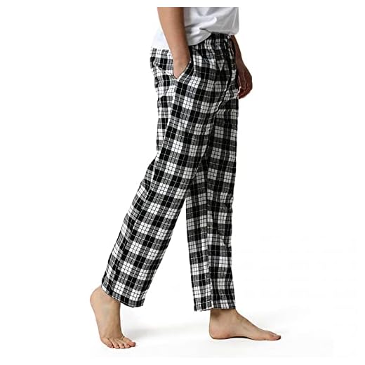 WXZZ Rutiga fritidsbyxor för män – raka snören pyjamas byxor med medium midja – raka ben hembyxor pläd vardaglig chino-sportbyxor streetwear loungewear, Svart5, XXL