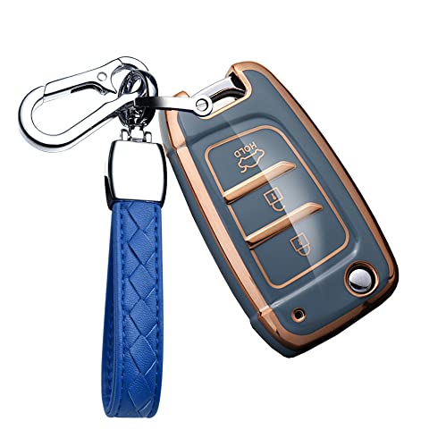 Coque de clé Hyundai en TPU bleu gris pour protéger votre télécommande en voyage