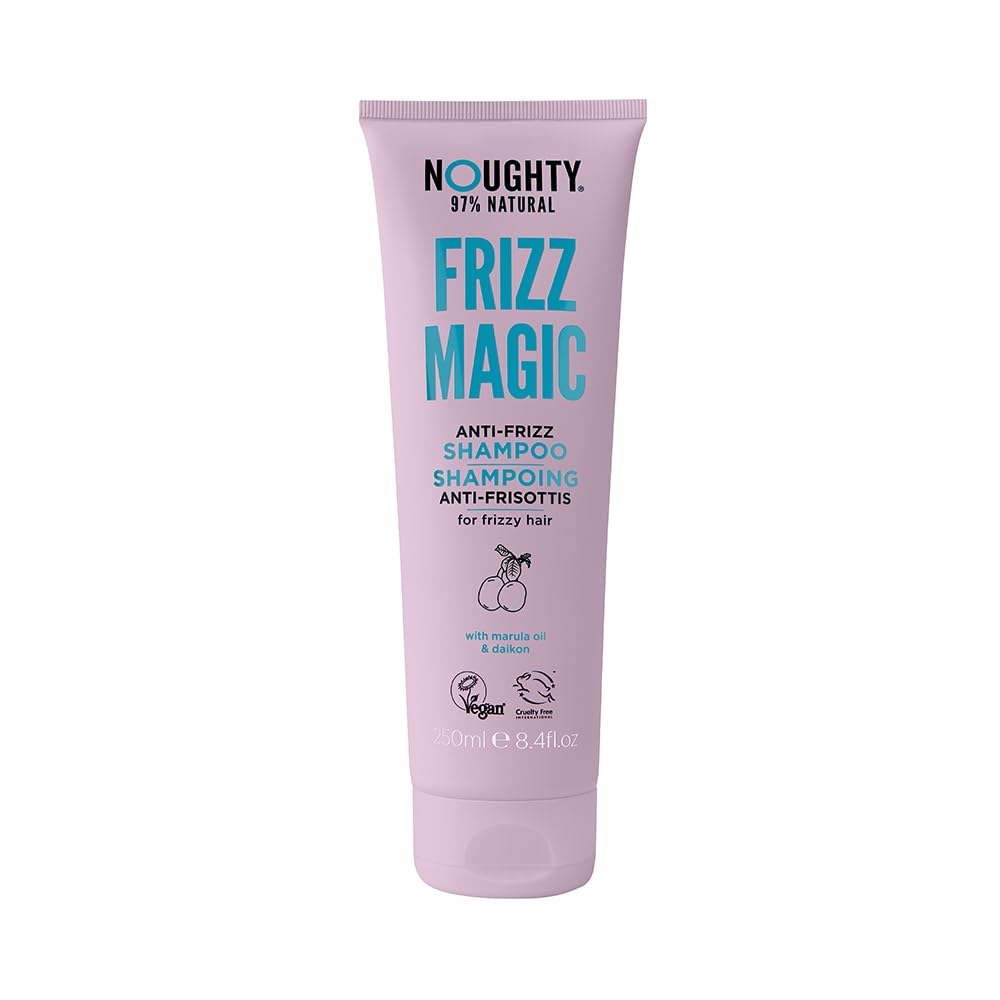 97% Natural Frizz Magic Shampoo, Anti Frizz Cleanser for Frizzy and Curly Hair to Smooth and Shine with Marula Oil and Daikon, Sulphate Free Vegan Haircare 250ml
