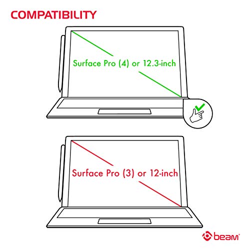 Beam Vanguard Shield Tempered Glass Screen Protector For Microsoft Surface Pro 4/5 /6/7 W/Installation Frame] (Replacement Guarantee) (Privacy) #TOP6