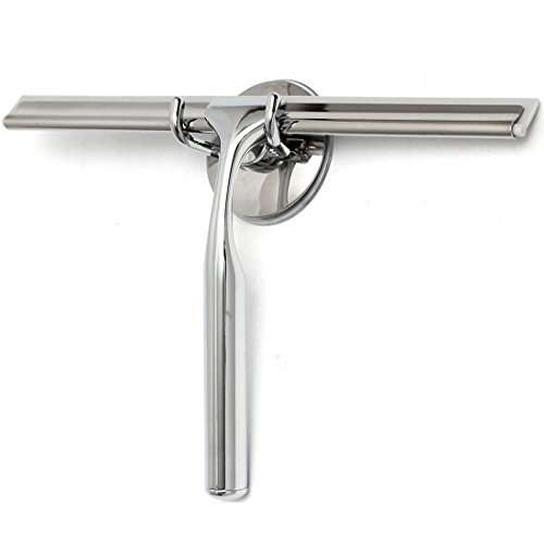 Neuleben Shower Windows Squeegee Brush, Stainless Steel Squeegee for Bathroom Door and Car Mirror Wiper,Window Glass Cleaning with Super Suction Cup Hook