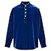 Cambkatl Loose Velvet Henley Shirts for Men Button Up V Neck Long Sleeve Vintage Business Casual T-Shirt