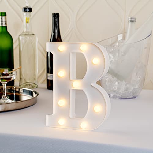 Image of Restaurantware Illumify 6.3 x 1.2 x 8.7 Inch Light Up Letter 1 Durable Marquee LED Light - Letter B Touchproof White Plastic Party Light Keyhole Slot For Parties Weddings Or Special Events