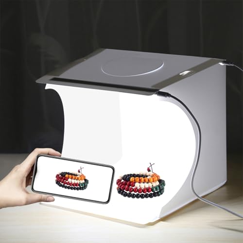 GOWENIC Mini Scatola Luminosa per Studio Fotografico con Perline LED Super Luminose, Design Pieghevole per Riporla Facilmente, Ideale per Fotografare Piccoli Prodotti