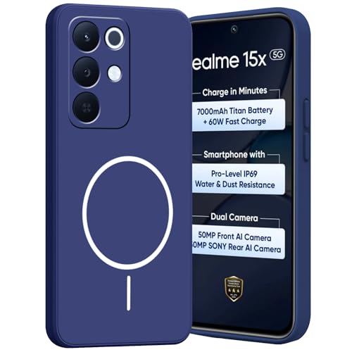 Image of Bintage Macc-Safe Print Rubber Candy TPU Cloth in-Side | Full Protect Matte Finish Soft Back Cover Case Compatible for Realme RMX5250 / Realme 15x - Blue
