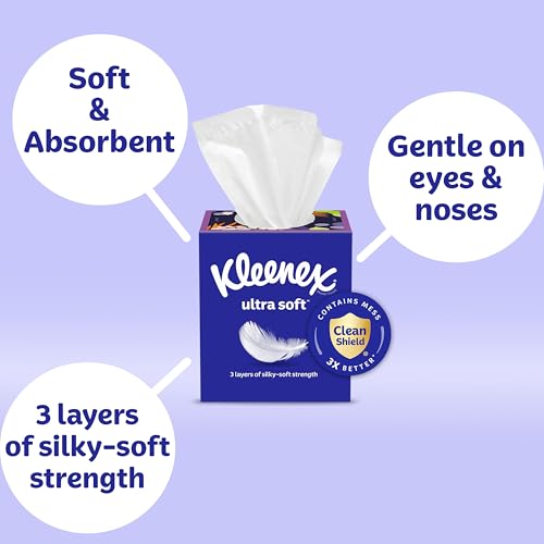 kleenex ultra soft facial tissues 3 flat boxes 120 tissues per box 3-ply 360 total packaging may vary