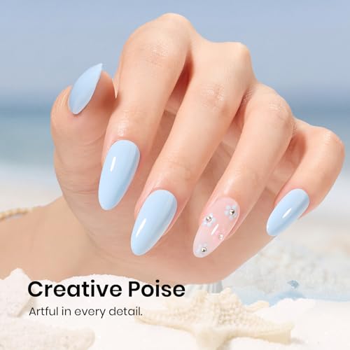 Image of Beetles Blue Gel Polish - 15ML /0.51Fl Oz, Milky Blue Gel Nail Polish, Color-Matched Bottle, Soak-Off UV LED, Long-Lasting Holiday & Summer Nails Art for DIY Beginners & Salon Pros