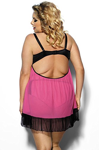 Angels Never Sin Carinola Nightdress And Briefs Set, Size XL/2XL, Black-Pink