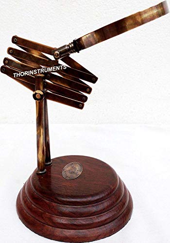 Vintage Style Desk Top Channer Magnifier Nautical Brass Magnifying Glass On Wooden Stand #TOP5