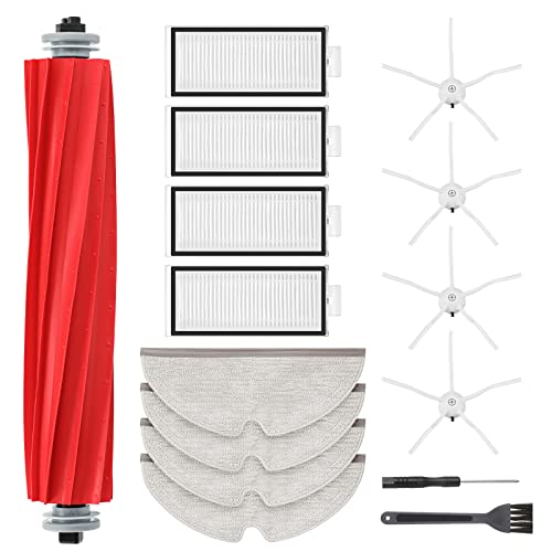 Q7 MAX Ersatzzubehör Kompatibel mit Roborock Q7 MAX/ Q7 MAX + Staubsauger, 1 Hauptbürste, 4 Filter, 4 Wischtücher, 4 Seitenbürsten, 1 Bürstenreinigungswerkzeug -Für Roborock q7 max zubehör Cover