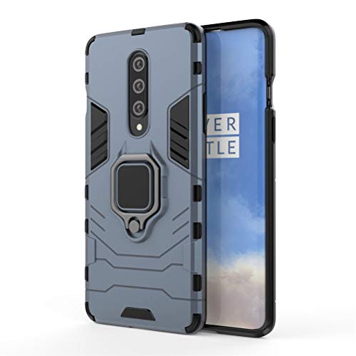 COTDINFORCA Caso para OnePlus 8 Funda Silicone TPU + Hard PC Bumper Shell 360 Degree Rotating Metal Ring Magnetic Lock Car Mount Thin Armor Carcaso para OnePlus 8/1+8 Blue- KK.