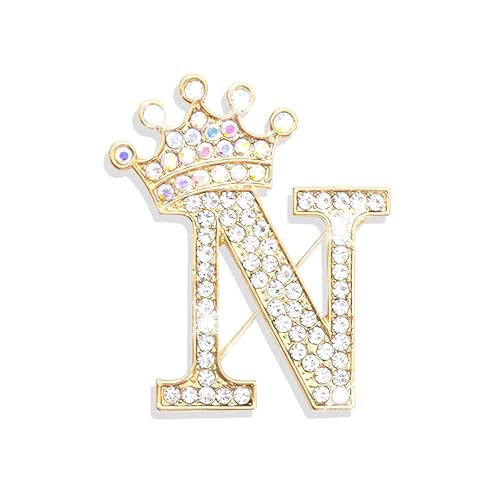Image of Brooches and Pins for Women A-Z Letter Rhinestone Brooch Pin Jewelry Gifts