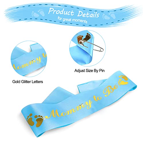 Hukonhep 1000001 2 Packs Blue Baby Shower Sash, Mommy To Be Sash And Daddy To Be Badge thumb #2