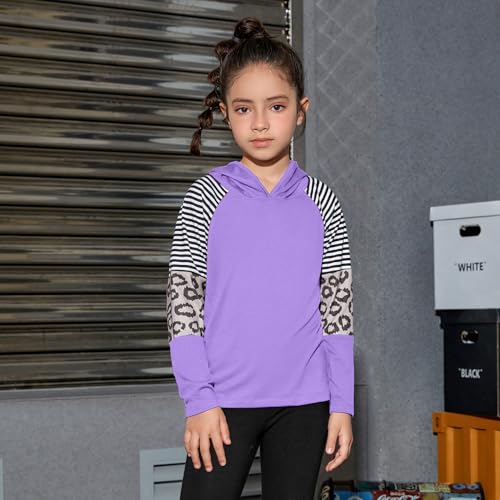 Image of Perfashion Girls Long Sleeve Shirt Hoodie Active Tee Pullover Top with Thumb Hole Workout Running 6-15Years