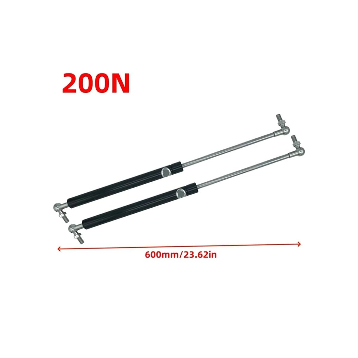 2 szt. uniwersalnych amortyzatorów samochodowych 200N 600mm, przód, maska, tylna klapa bagażnika, amortyzator podnoszenia bagażnika, sprężyna gazowa, podpora okna Strony(B 200N 600mm)
