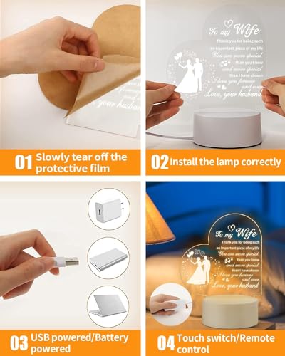 Image of Gifts for Wife, Birthday Gift for Wife, Valetaines Day Gift for Wife Girlfriend, Unqiue Gifts for Pregnant Wife for Wedding Anniversary, LED Night Lamp Wife Gifts from Husband,