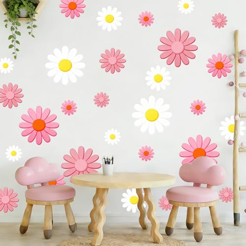 Vinilos Decorativos Flor Margarita Rosa para Pared miniatura 4