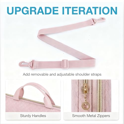BAGSMART 15.6 Inch Laptop Case Sleeve Compatible with MacBook Pro 16 Inch,15.6 Inch HP,Dell,Acer Aspire,Asus Notebook, Lightweight Laptop Bag for Women with Shoulder Strap,Pocket,Handle, Pink