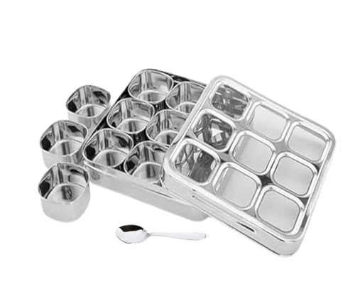 Boîte à épices Masala en inox 9 compartiments et couvercle - 4