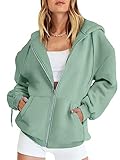 ANRABESS Womens Zip Up Hoodies Long Sleeve Oversized Sweatshirts Fleece Y2K Jacket Pockets 2025 Fall Outfits Fashion Clothes Mint Green X-Large