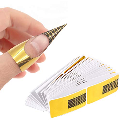 200 PCS Nail Form Stickers, TEOYALL Acrylic Nail Extension Forms Self-Adhesive Poly Gel Bulider Tips Guide