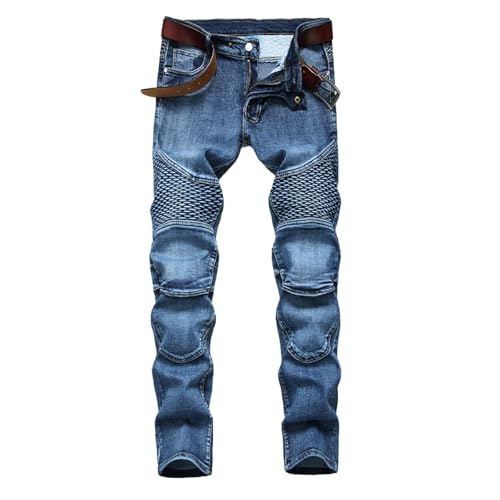 Pantalones vaqueros largos de moto para hombre, ajustados, ajustados, deportivos, resistentes al viento, transpirables, para verano, trekking, ciclismo, O azul., 42