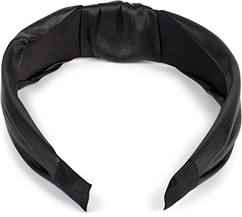styleBREAKER women hairband iwith knot in faux leather look, retro style hairband, headband 04026046, color:Black - Image 4