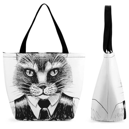 Sac à main pour femme Chat Gentleman grand cabas shopping de voyage