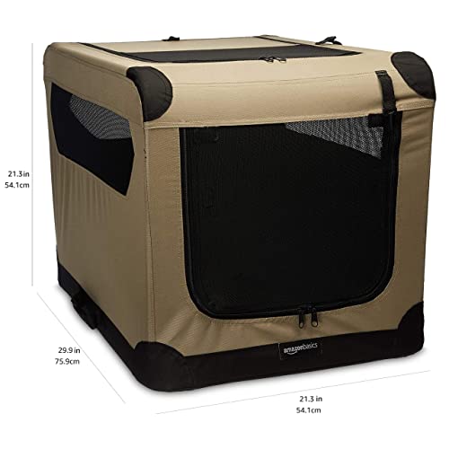 Faltbare Hundebox von Amazon Basics in Beige/Schwarz