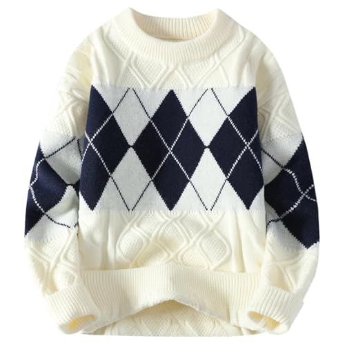 Men's Crewneck Plaid Sweater Loose Comfortable Thick Warm Knitwear
