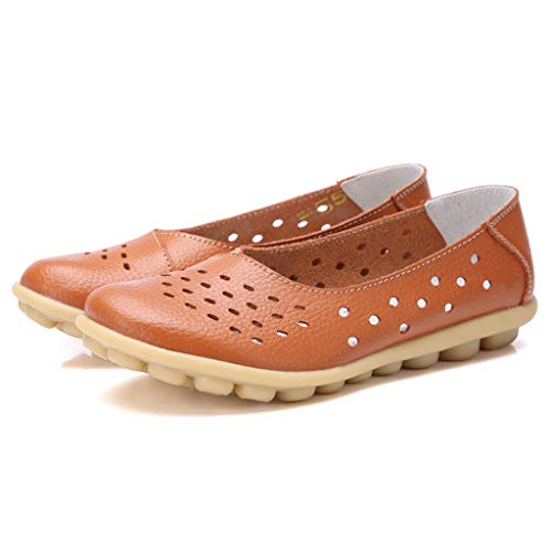 Fainosmny Sandals Shoes for Women\'s Breathable Casual Hole Shoes Large Size Peas Shoes Daily Flat Shoes Orange - Thumbnail 7