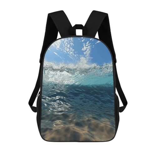 Blue Sea Wavy Seascape Bookbag - Ultra Lightweight Portable Backpack Work Travel Backpack for Men Women Fits 16 Inch Notebook