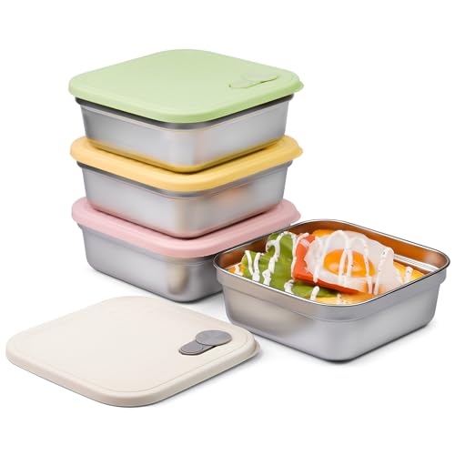 4 Pack Stainless Steel Sandwich Containers with Lids