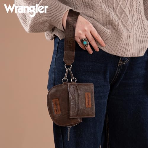 Image of Wrangler KeyChain Wallet Wristlet Wallets for Women Dual Pouch Wristlet with Zipper Womens Credit Card Holder Wallet
