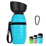 Pecute Bouteille d'eau pour Chien Portable 500ml avec Gamelle d'eau, Distributeur d'eau pour Chien Chat Gourde Anti-Fuite Non-Toxique, Balade Voyage Randonnée