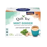 QuikTea Instant Mint Ginger Chai Tea Latte – 10 Count, Crisp freshness of Mint Combined with Zesty Ginger, Low Caffeine, No Artificial Colors, Flavors or Preservatives – Just Add Hot Water, Non-GMO