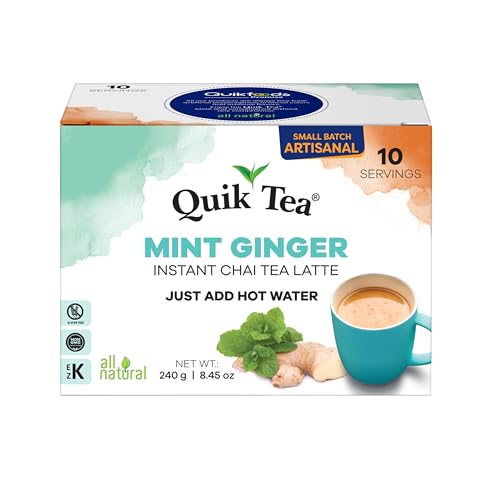 QuikTea Instant Mint Ginger Chai Tea Latte – 10 Count,