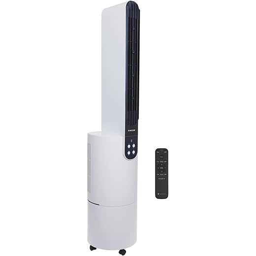 SINGER Cloudx Fan | Provides Cloud Infused Breeze | Quiet Mode Option | Powerful Airflow | Anti-Microbial Mesh Filter | Point Anywhere Remote | Portable | 3 Speed | 2 Yrs Warranty,